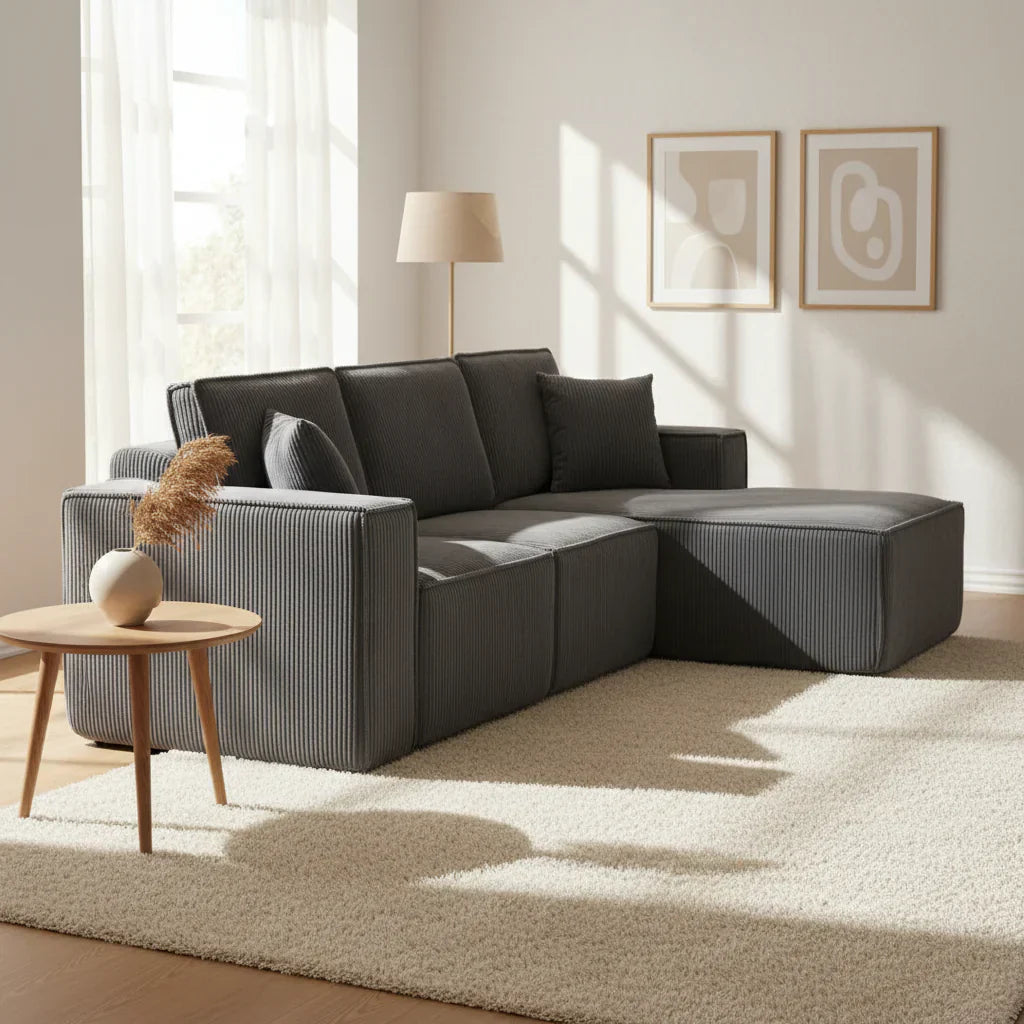 Canapé velours côtelé : pourquoi c'est le tissu tendance du moment