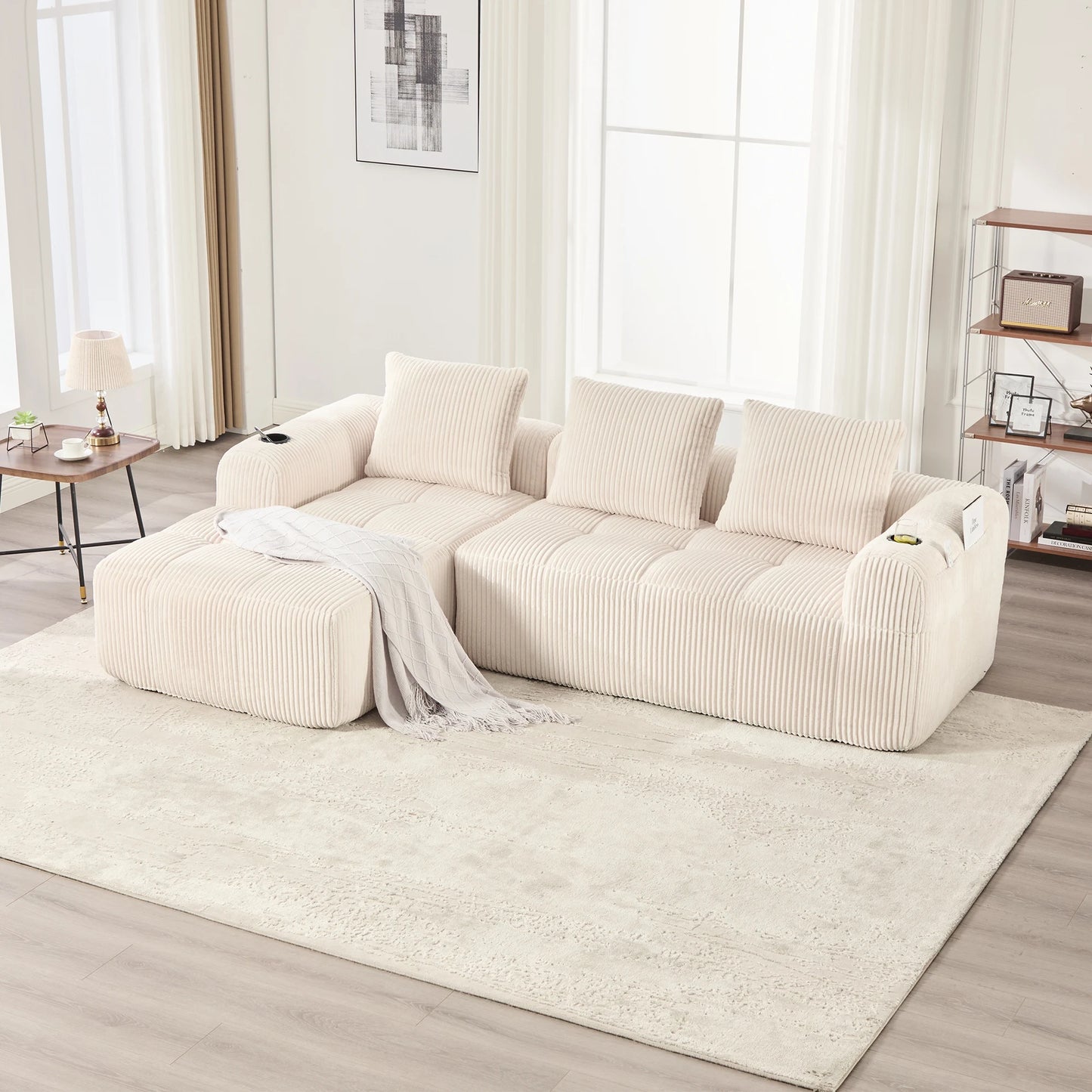 Canapé Modulable Velours Côtelé — Modulora | Beige, Gris, Kaki, Noir