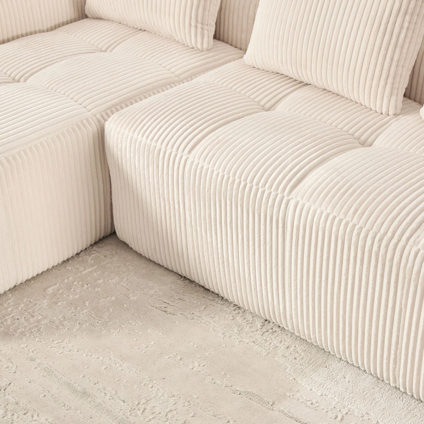 Canapé Modulable Velours Côtelé — Modulora | Beige, Gris, Kaki, Noir