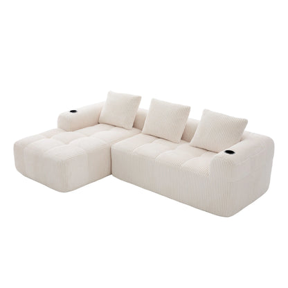 Canapé Modulable Velours Côtelé — Modulora | Beige, Gris, Kaki, Noir