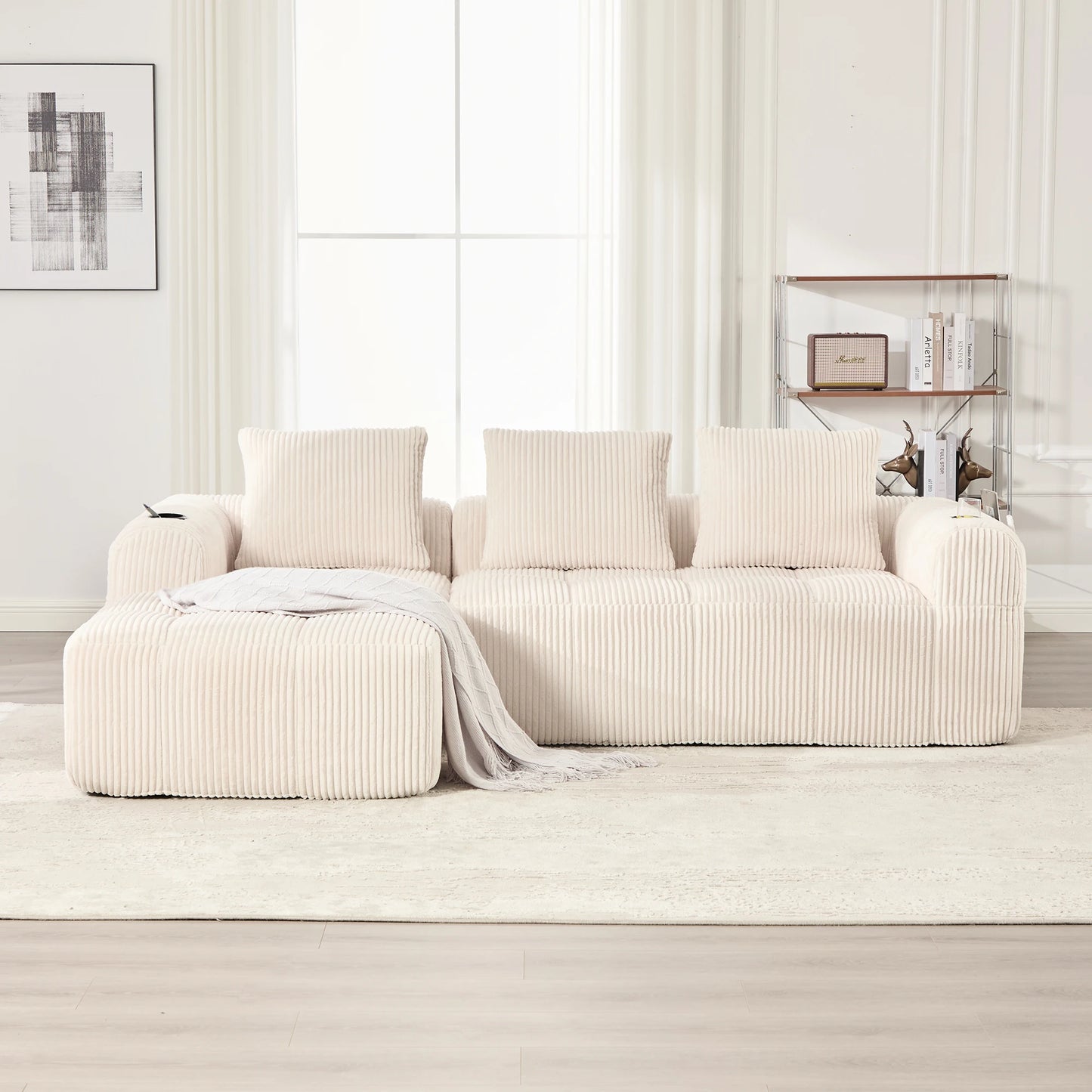 Canapé Modulable Velours Côtelé — Modulora | Beige, Gris, Kaki, Noir