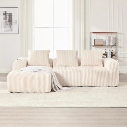 Canapé Modulable Velours Côtelé — Modulora | Beige, Gris, Kaki, Noir