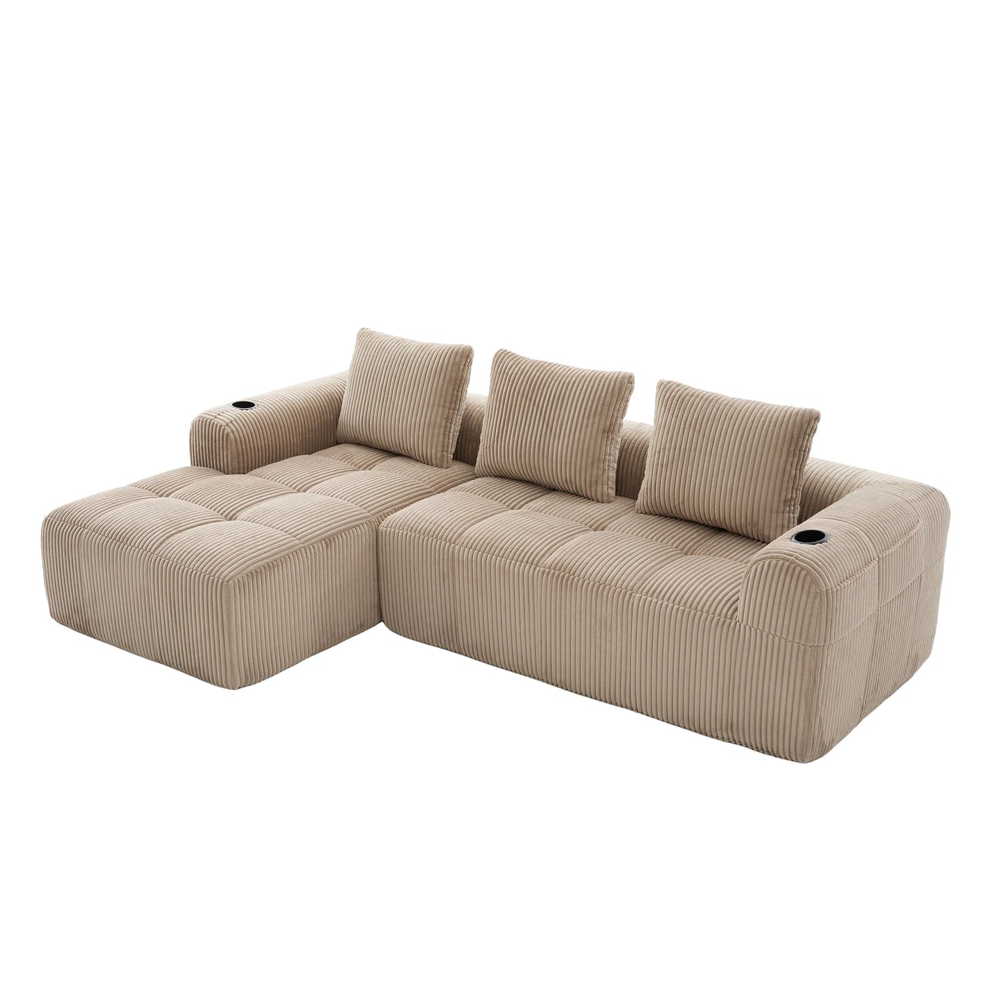 Canapé Modulable Velours Côtelé — Modulora | Beige, Gris, Kaki, Noir