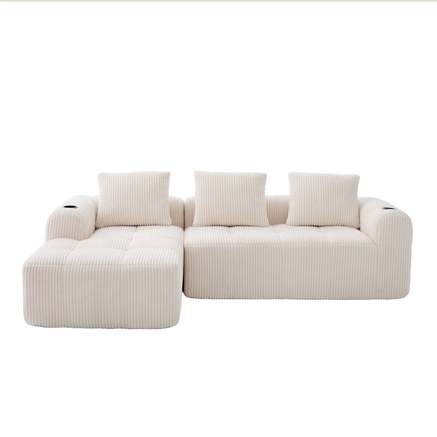 Canapé Modulable Velours Côtelé — Modulora | Beige, Gris, Kaki, Noir