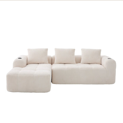 Canapé Modulable Velours Côtelé — Modulora | Beige, Gris, Kaki, Noir