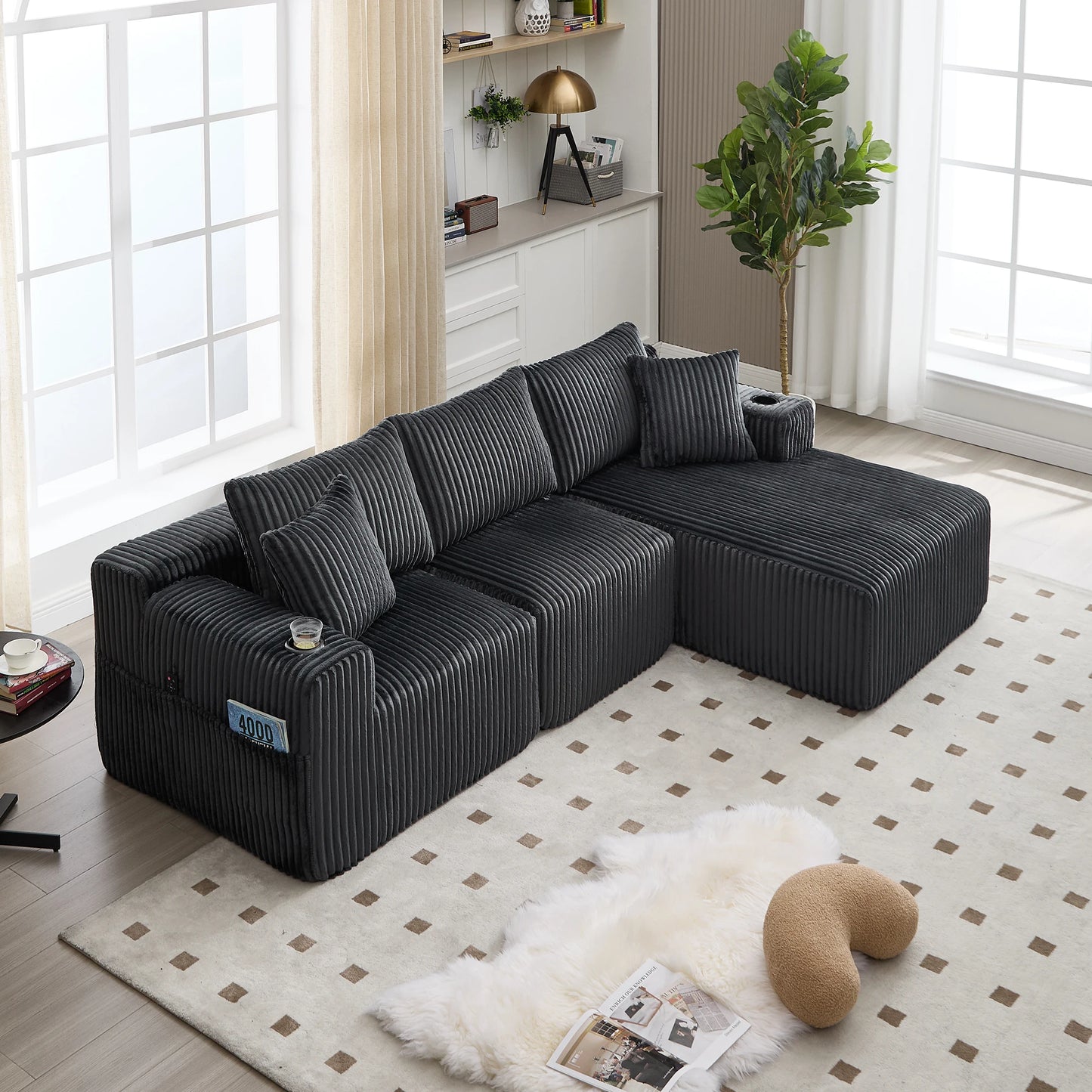 Canapé Modulable Velours Côtelé Compressé — Modulora | 5 Coloris