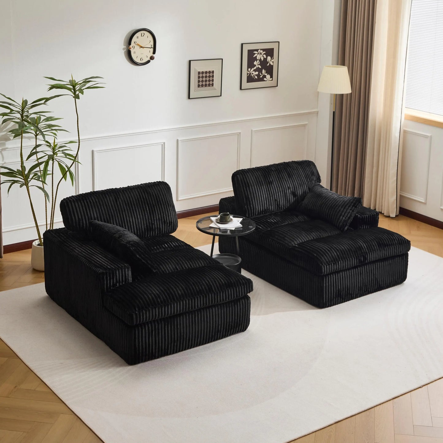 Canapé convertible modulable velours noir configuration — Modulora