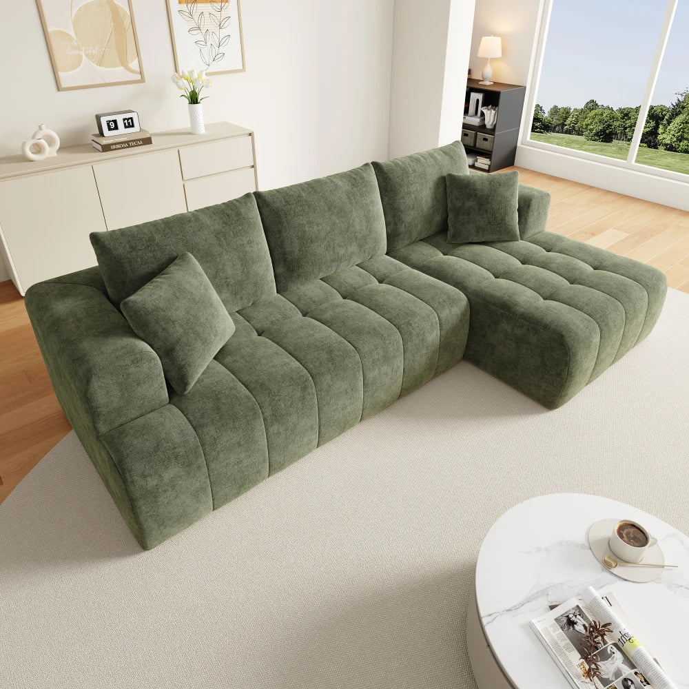 Canapé Modulable Chenille Tufté — Modulora Pure | Beige, Gris, Vert, Bleu