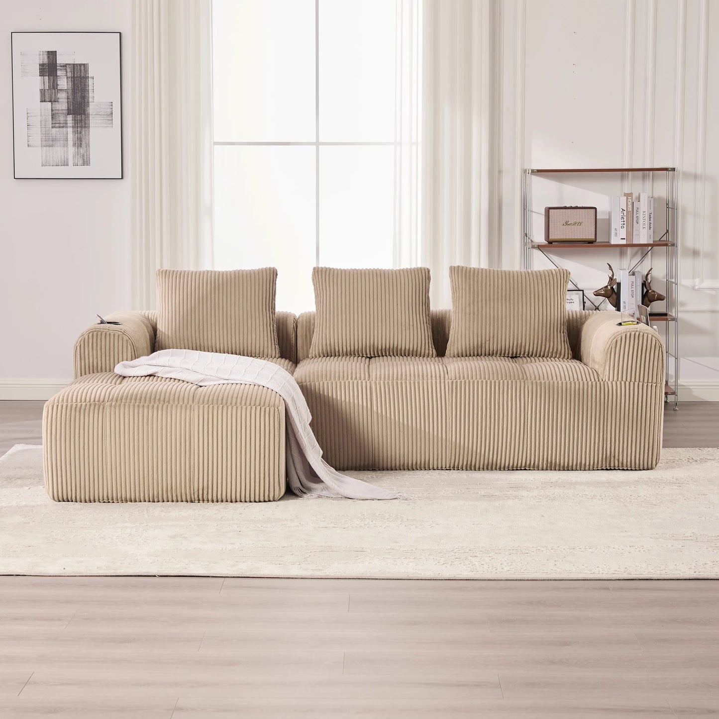 Canapé Modulable Velours Côtelé — Modulora | Beige, Gris, Kaki, Noir