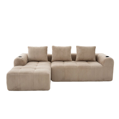 Canapé Modulable Velours Côtelé — Modulora | Beige, Gris, Kaki, Noir
