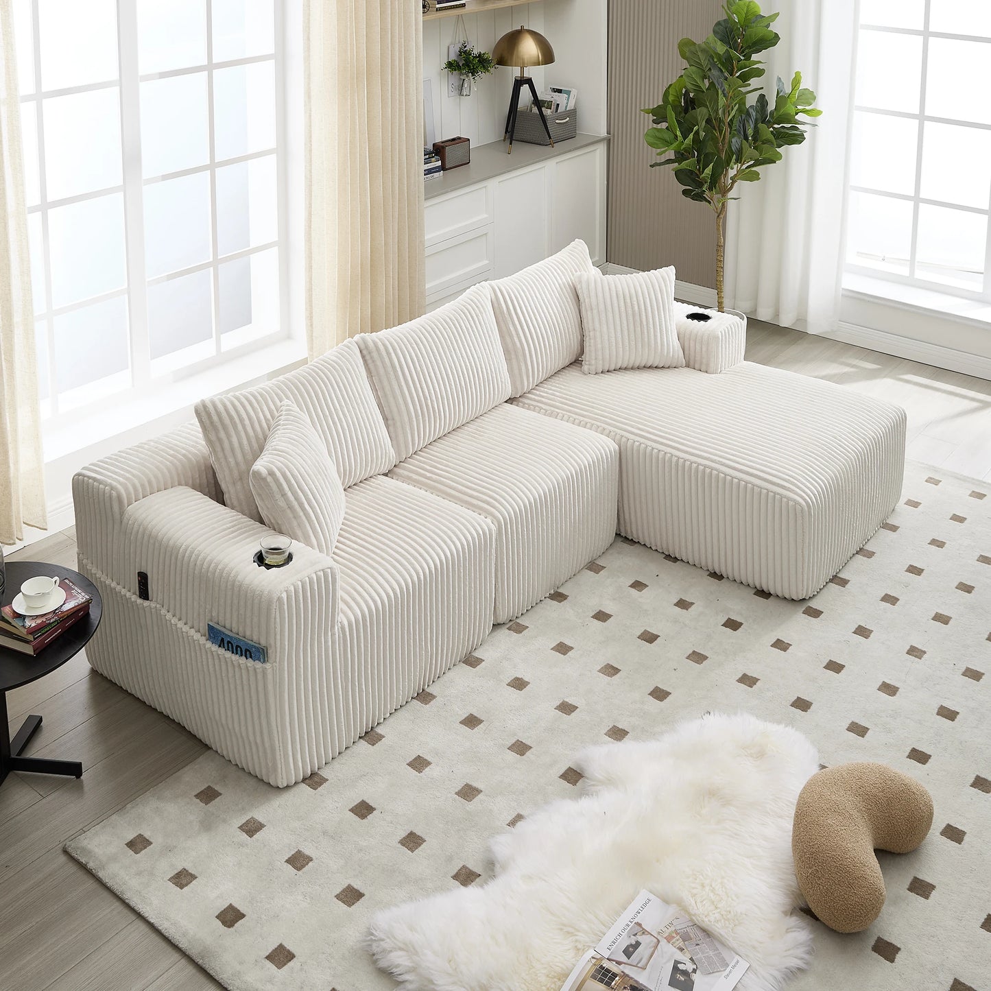 Canapé Modulable Velours Côtelé Compressé — Modulora | 5 Coloris