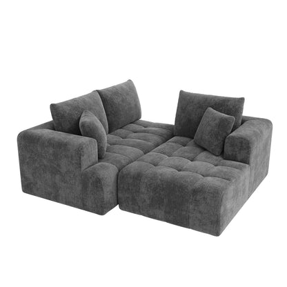 Canapé Modulable Chenille Tufté — Modulora Pure | Beige, Gris, Vert, Bleu