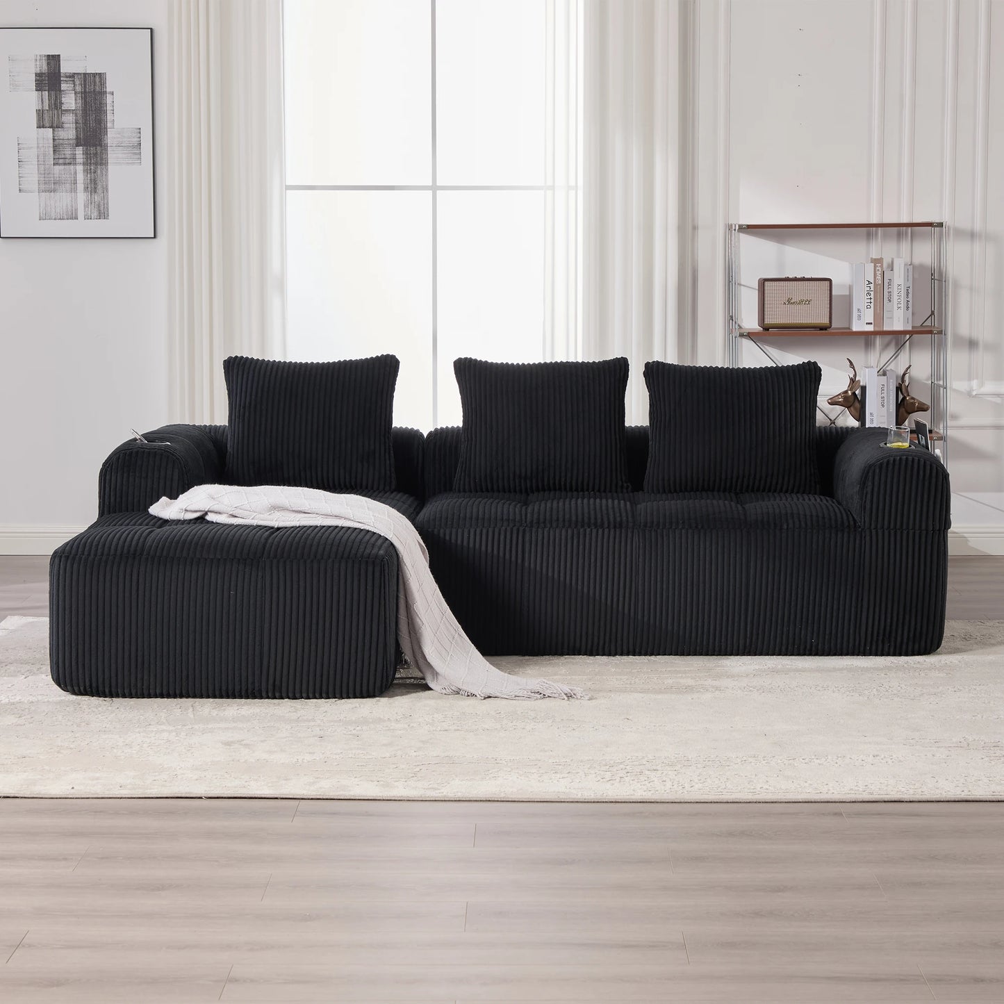 Canapé Modulable Velours Côtelé — Modulora | Beige, Gris, Kaki, Noir