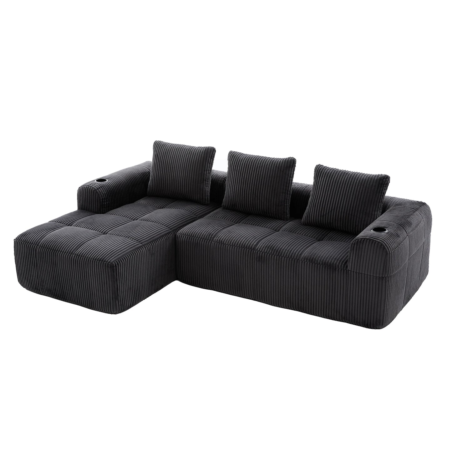 Canapé Modulable Velours Côtelé — Modulora | Beige, Gris, Kaki, Noir