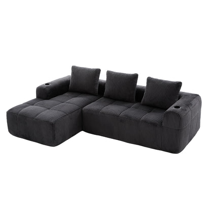 Canapé Modulable Velours Côtelé — Modulora | Beige, Gris, Kaki, Noir