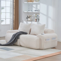 Canapé modulable velours côtelé blanc 2 places — Modulora

