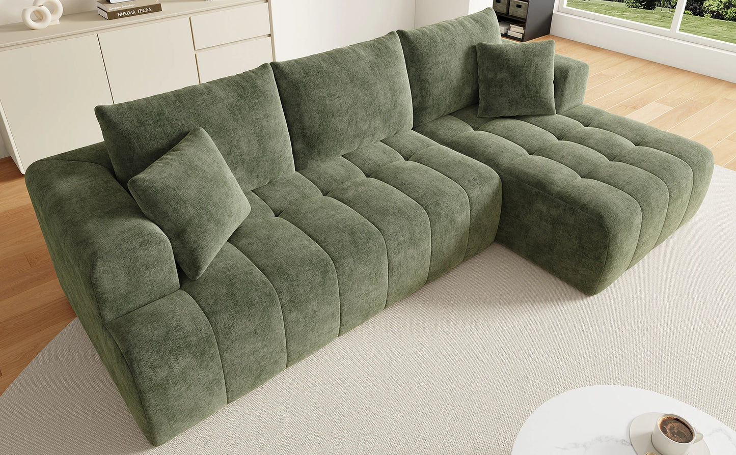 Canapé Modulable Chenille Tufté — Modulora Pure | Beige, Gris, Vert, Bleu