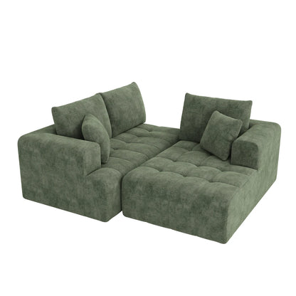 Canapé Modulable Chenille Tufté — Modulora Pure | Beige, Gris, Vert, Bleu