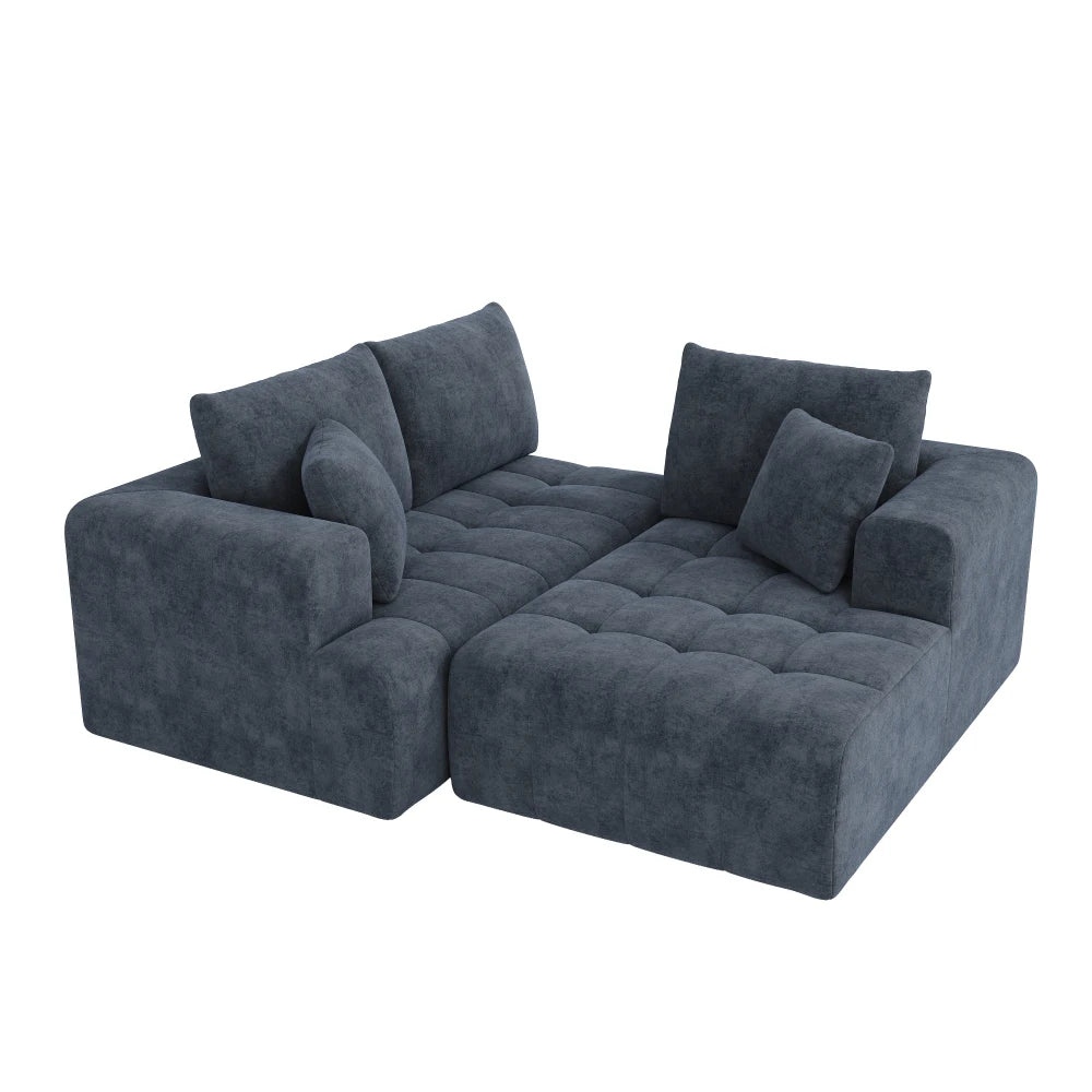 Canapé Modulable Chenille Tufté — Modulora Pure | Beige, Gris, Vert, Bleu