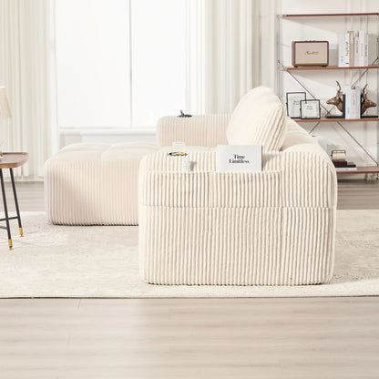 Canapé Modulable Velours Côtelé — Modulora | Beige, Gris, Kaki, Noir